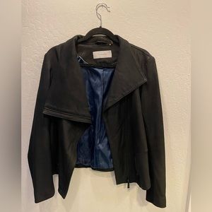 Tahari black leather jacket (medium)